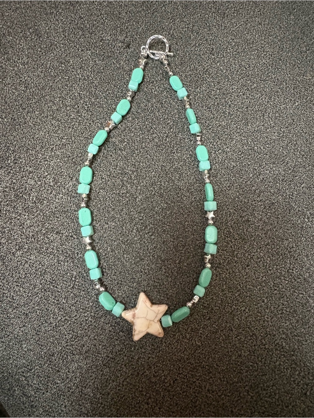 Turquoise Beaded Necklace with Star Pendant - Women Jewelry